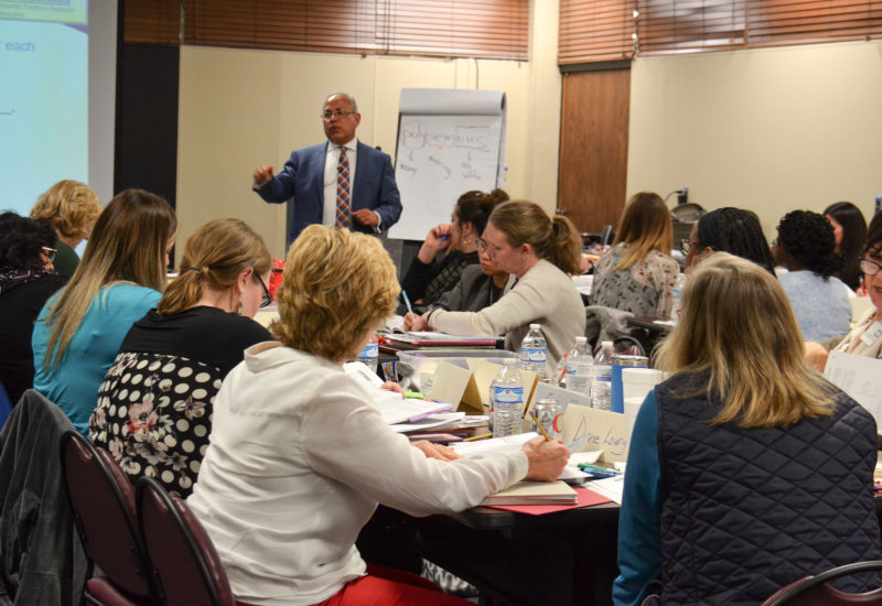 Antonio Fierro leads LETRS training for college faculty in Jackson, Mississippi, March 2018.